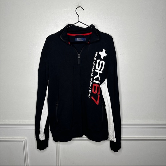 Polo Ralph Lauren Ski 67 Downhill Racing Team 1/4 Zip Sweatshirt Mens Large - Picture 1 of 9